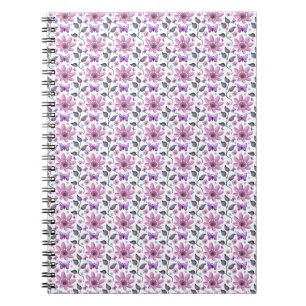 Purple Butterfly Floral Pattern Cute Cottagecore Notebook