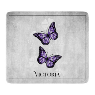 Purple Butterfly Floral Personalised Cutting Board