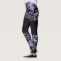 Purple Butterfly Floral Watercolor Leggings - Cute