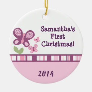 Purple Butterfly Flower Personalised Name Ornament