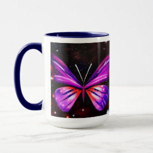 Purple butterfly galactic black background  mug