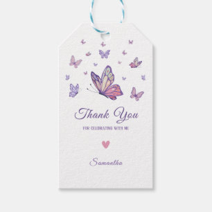 Purple Butterfly girl birthday  Gift Tags