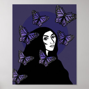 Purple Butterfly Goddess                           Poster