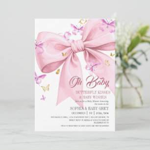 Purple Butterfly Gold and Blush Pink Baby Shower  Invitation