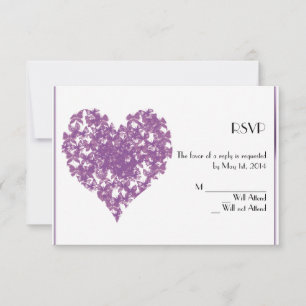 Purple Butterfly Heart Response Card