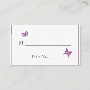 Purple Butterfly Heart Wedding Place Cards