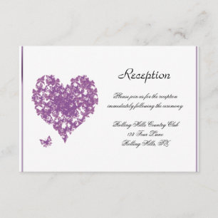 Purple Butterfly Heart Wedding Reception Invitation