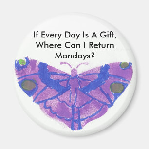 purple butterfly humourous fridge magnet