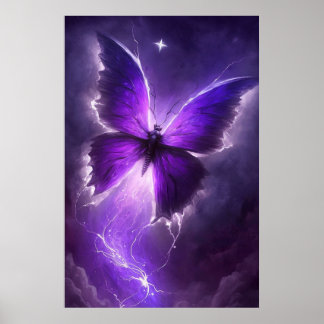 Purple butterfly in lightning wall art