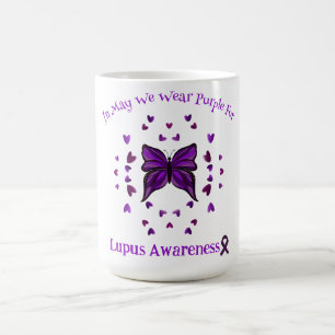 Purple Butterfly Lupus Awareness Purple Ribbon May Coffee Mug