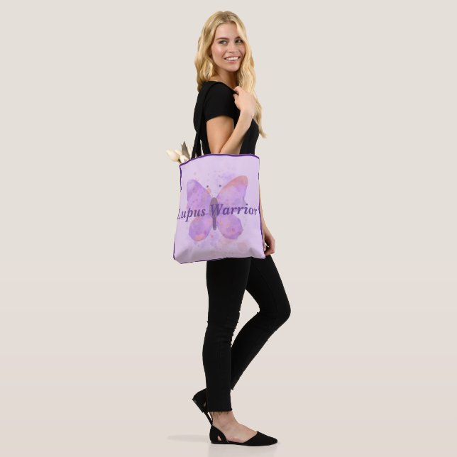 Purple Butterfly Lupus Warrior   Tote Bag (On Model)