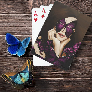 Purple Butterfly Masquerade Playing Cards