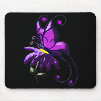 Purple Butterfly Mouse Pad