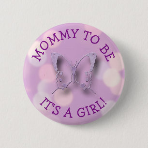 Purple Butterfly Mummy to be Baby Shower 6 Cm Round Badge