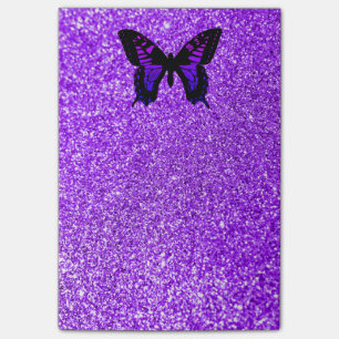 Purple Butterfly on Glitter Post-it Notes