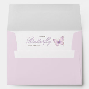 Purple Butterfly On The Way Baby Shower Envelope