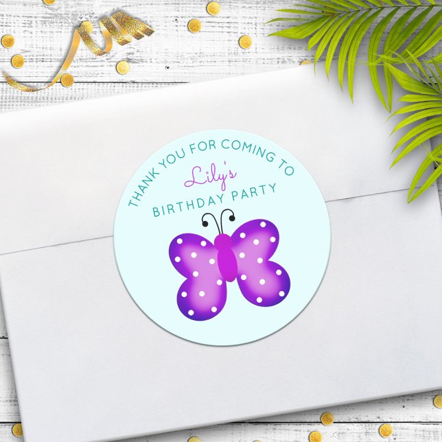 Purple Butterfly Party Favour Thank You Stickers (Creator Uploaded)