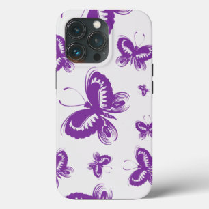 Purple Butterfly Pattern iPhone 13 Pro Case