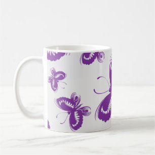 Purple Butterfly Pattern Coffee Mug