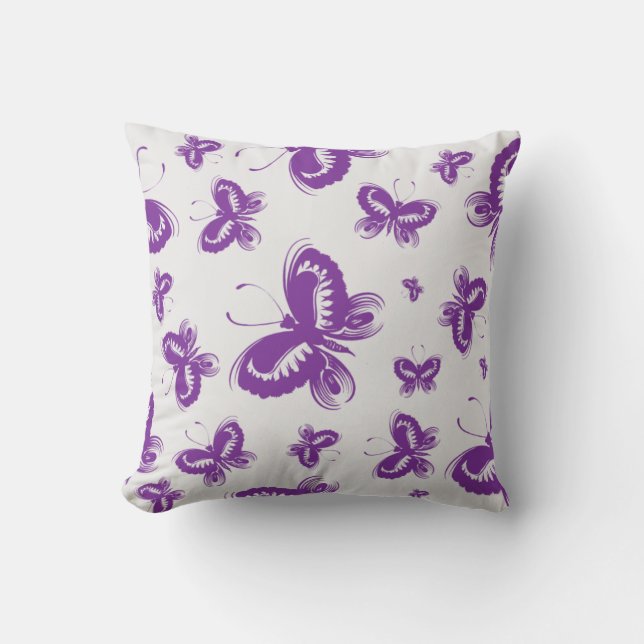 Purple Butterfly Pattern Cushion (Front)