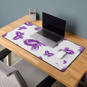 Purple Butterfly Pattern Desk Mat