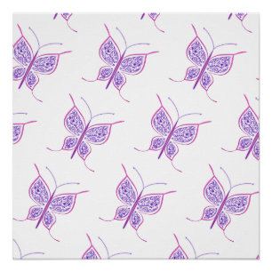 Purple Butterfly Pattern Poster