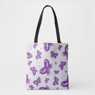 Purple Butterfly Pattern  Tote Bag