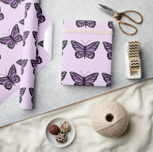 Purple Butterfly Pattern Wrapping Paper