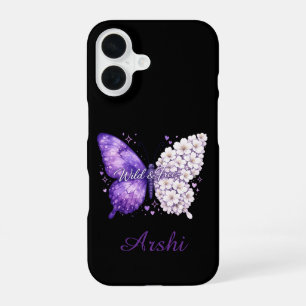 Purple Butterfly Personalised Name iPhone Case