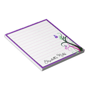 Purple butterfly personalised notepad