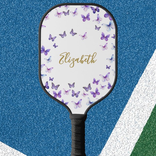 Purple Butterfly Pickleball Paddle Custom Name (Creator Uploaded)