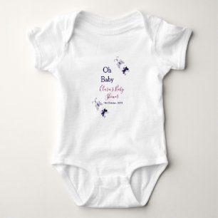 Purple butterfly pink baby shower oh baby modern bodysuit