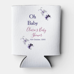 Purple butterfly pink baby shower oh baby modern can cooler