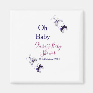 Purple butterfly pink baby shower oh baby modern magnet