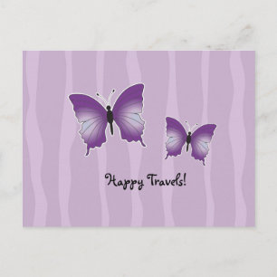 Purple Butterfly postcard Happy Travels
