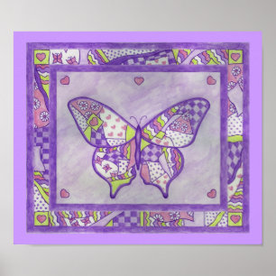 Purple Butterfly Quilt Poster