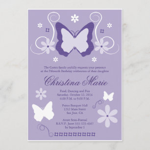 Purple Butterfly Quinceanera Invitations