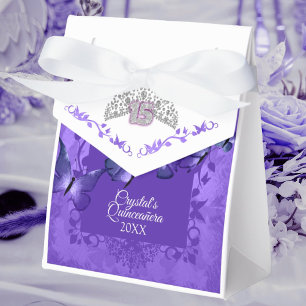 Purple Butterfly Quinceanera Ribbon Favour Box