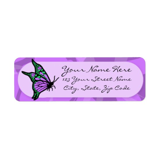 Purple Butterfly Return Address Label