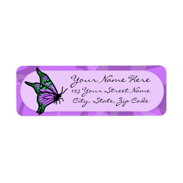 Purple Butterfly Return Address Label (Front)