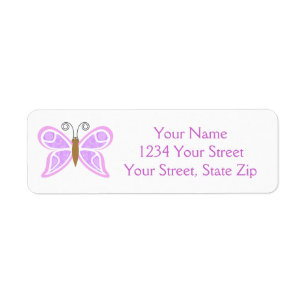 Purple Butterfly Return Address Labels