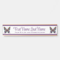Purple Butterfly Rose Gold Name Plate