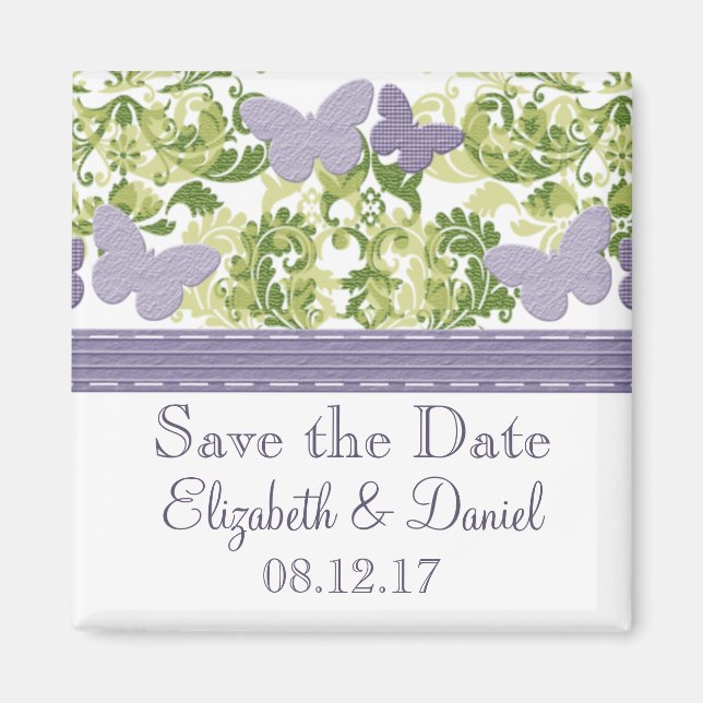 Purple Butterfly Save the Date Magnet (Front)