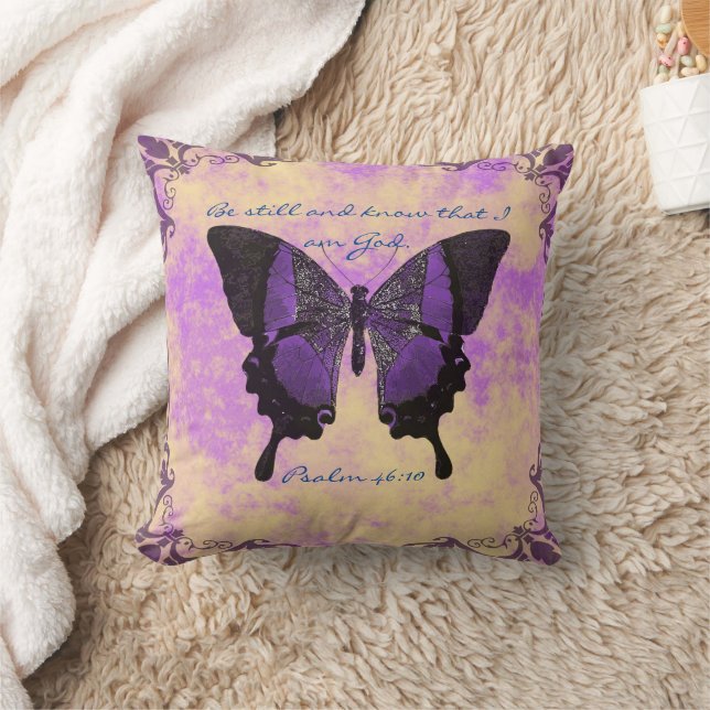 Purple Butterfly Scripture Pillow (Blanket)
