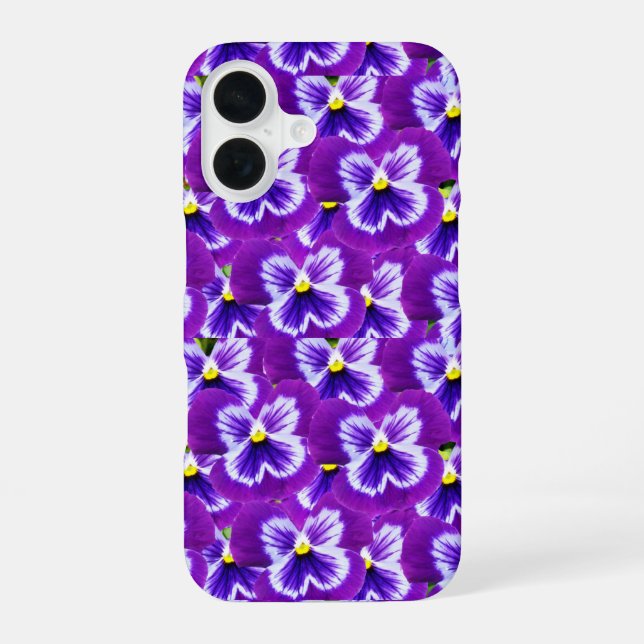Purple Butterfly Shaped Pansies, iPhone 16 Case (Back)