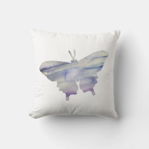 Purple Butterfly Silhouette Painting Throw Pillow