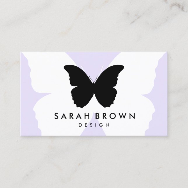 Purple Butterfly Silhouette Simply Business Card (Front)