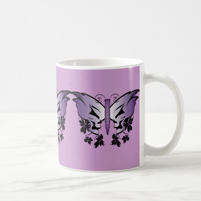 Purple Butterfly Skull Coffee Mug (Right)