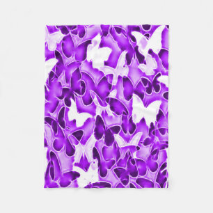Purple Butterfly Sparkle Camo Fleece Blanket