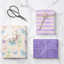 Purple Butterfly Stripe Metallic Gift